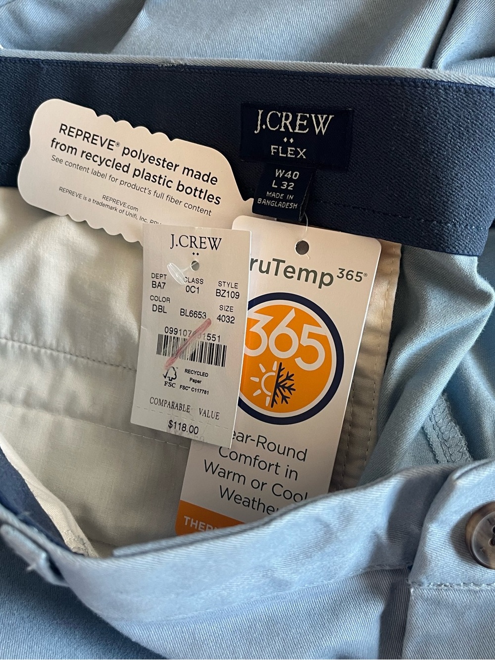 J. Crew Men's Pale Blue Chino Pants